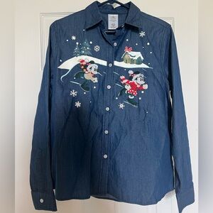 Disney Blue Denim Shirt with Mickey Mouse Design